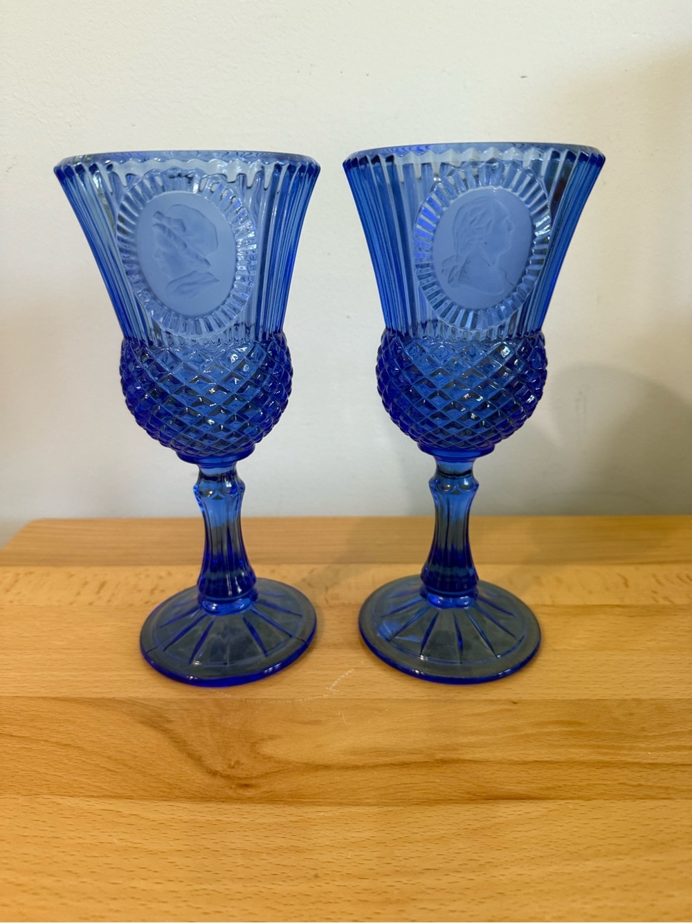 VTG Avon cobalt blue Fostoria goblets